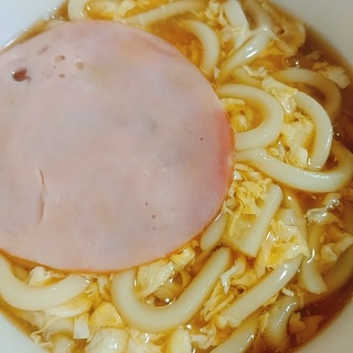 ハムと卵の餡掛けうどん